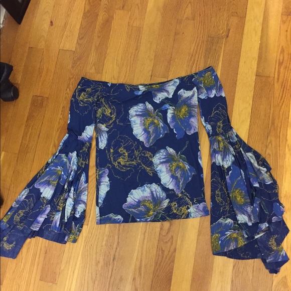 Blue Dressy Long Flowy Sleeve- Free People - Picture 2 of 3